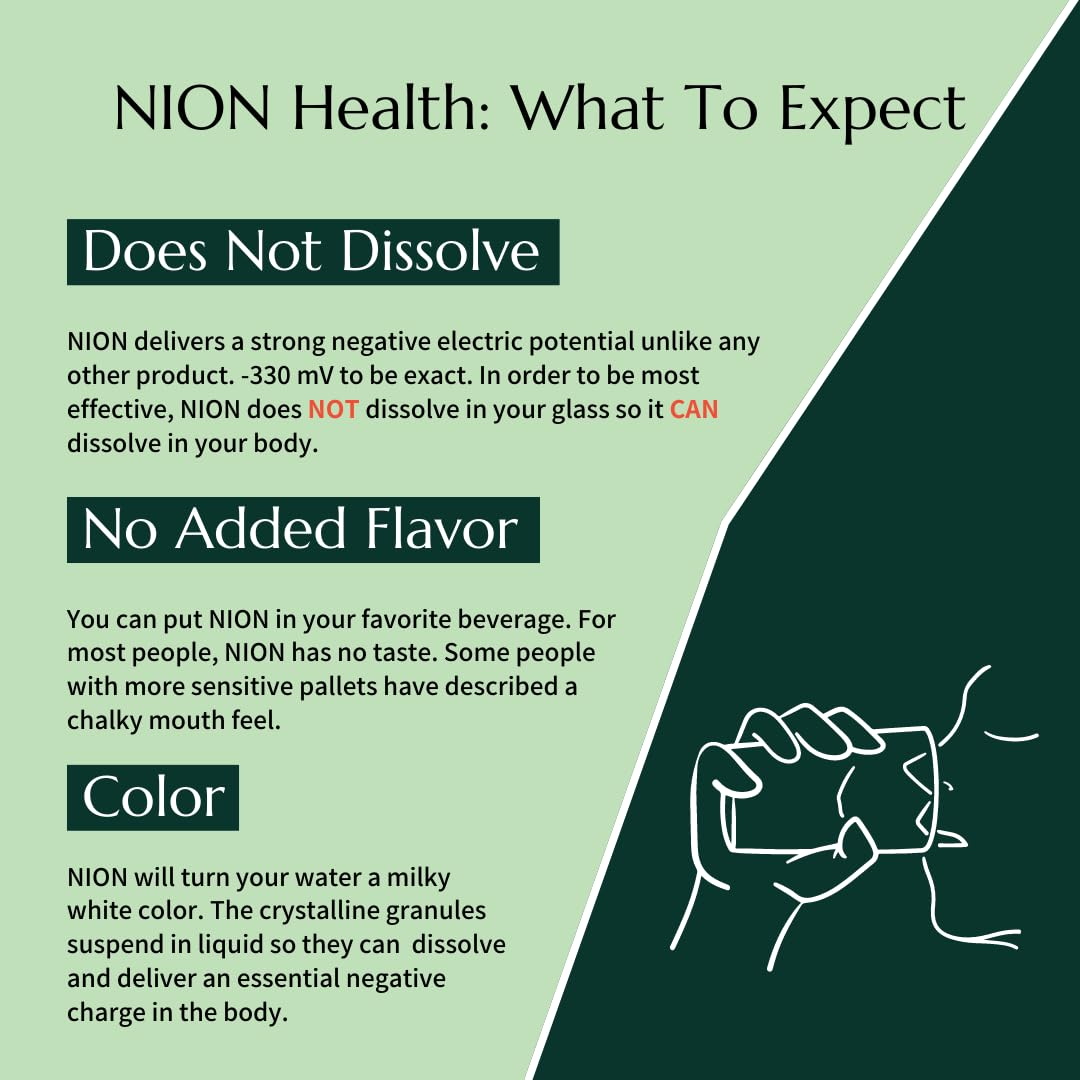 NION Electrolyte Powder | Negative Ion Hydration Packets | No Sugar, Calories, Artificial Ingredients | Intermittent Fasting Support | Improve Energy, Stamina, Mitochondrial Function | 30 Stick Pack