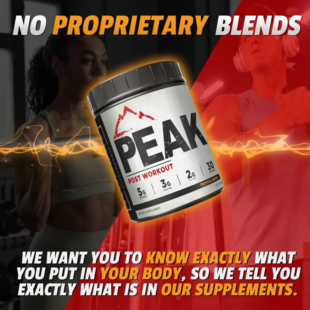 Kodiak Supplements Creatine 3G Peak Post Workout Recovery Powder - 5G BCAA 2:1:1 - Glutamine 2G - Creatine Monohydrate Muscle and Strength Building Supplement - 30 Servings - Tropical Mango