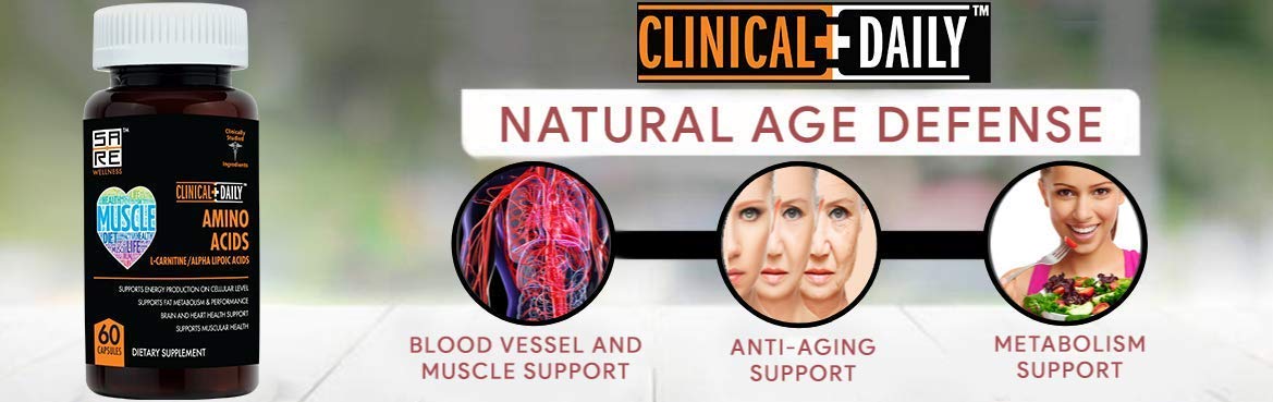 CLINICAL DAILY Acetyl L Carnitine - Alpha Lipoic Essential Amino Acids Supplements Capsules for Women, Men or Elderly- ALCAR ALA Complex Helps Boost Metabolism, Brain, Heart, & Muscle Health- 60 Pills
