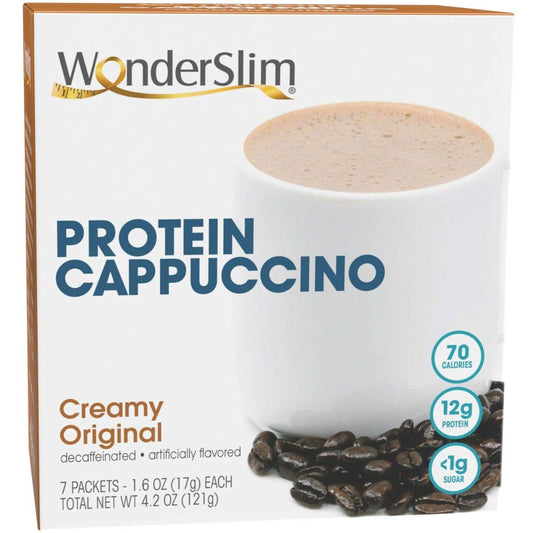 WonderSlim Protein Cappuccino Creamy Original Low Sugar Gluten Free Keto Friendly  Low Carb 7ct