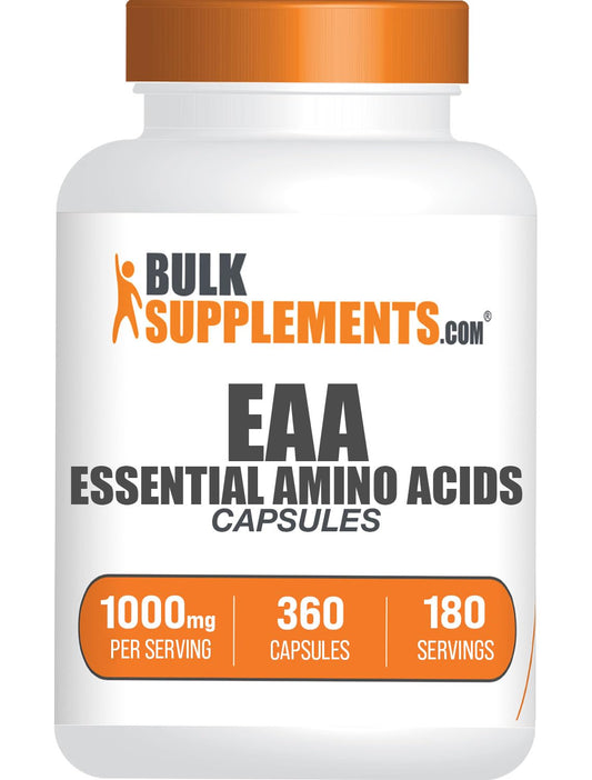 BulkSupplements.com Essential Amino Acids Capsules - EAA Capsules, Essential Amino Acids Supplement, EAAs Amino Acids - EAA Supplements, 2 Capsules per Serving, 180-Day Supply, 360 Capsules
