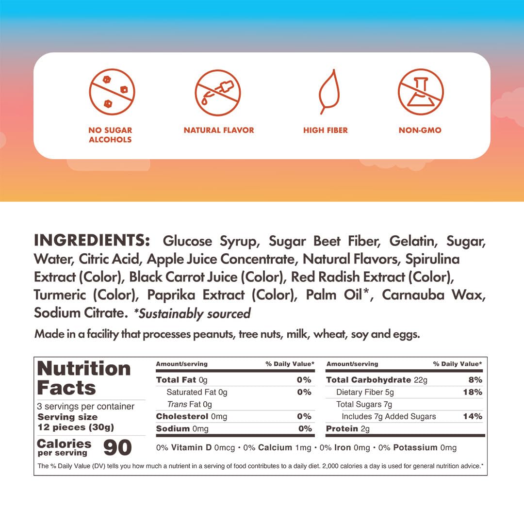 Rip Van Low Sugar Gummy Bears  Healthy Real Fruit Snacks GlutenFree Mixed Fruit Flavors 6 Pack 353oz Bags