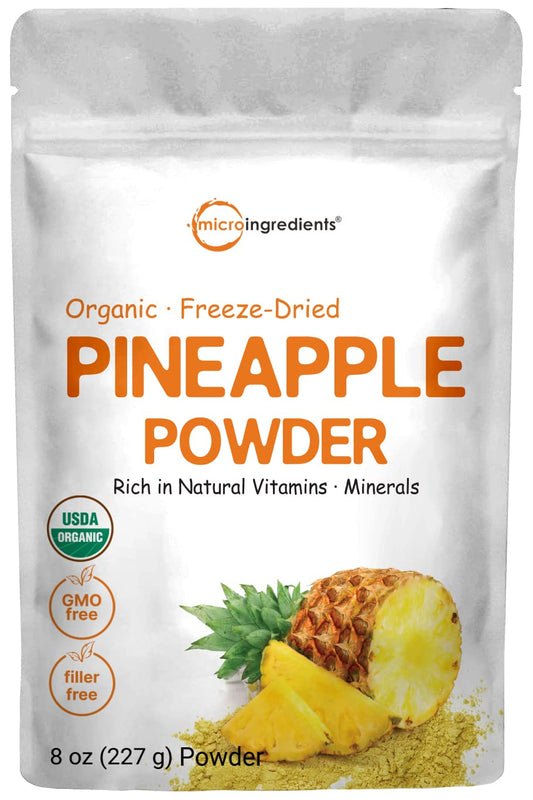 Organic Pineapple Powder 8oz  100 Natural Fruit Powder  FreezeDried Pineapples Source  No Sugar  Additives  Great Flavor for Drinks Smoothie  Beverages  NonGMO  Vegan Friendly
