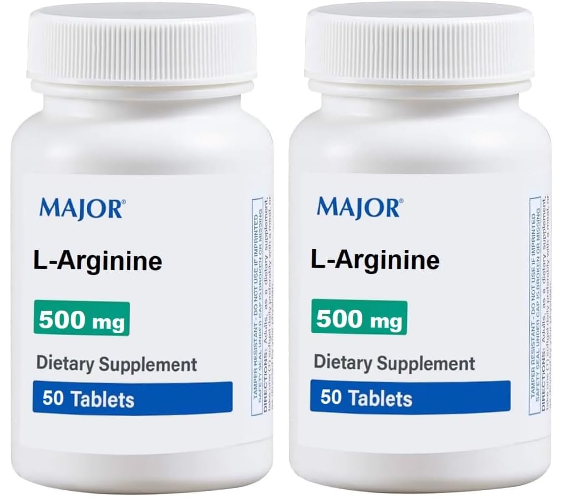 AmeriCan Goods 2/Pack 500/mg Major L-Arginine 100 Tablets Dietary Supplement for Adult