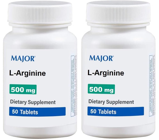 AmeriCan Goods 2/Pack 500/mg Major L-Arginine 100 Tablets Dietary Supplement for Adult