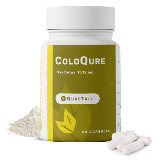 QurItAll ColoQure Colon Cleanse for Men & Women - Max Detox Cleanse Improves Gut Health & Constipation - Reduces Bloating & Bowel Movements - 60 Capsules Vegan & Soy-Free