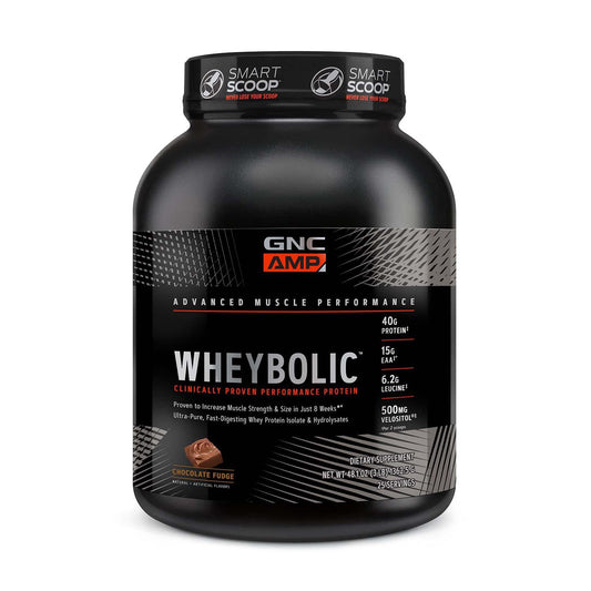 GNC AMP Wheybolic Whey Protein Powder Isolate with BCAA| Targeted Muscle Building and Workout Support Formula | Gluten Free | Chocolate Fudge | 25 Servings