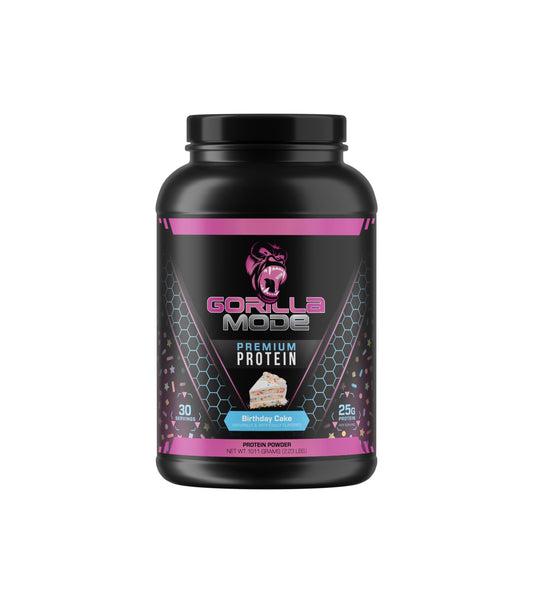 Gorilla Mind Premium Whey Protein - Birthday Cake, 25 Grams of Whey Protein Isolate & Concentrate,Recover and Build Muscle (30 Servings)