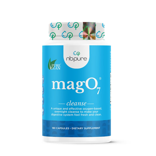 nbpure MagO7 - Natural Colon Cleanse & Detox - Occasional Constipation Relief, Stool Softening, & Bloating Support for Men & Women - Ozonated Magnesium Oxide, 180 Capsules