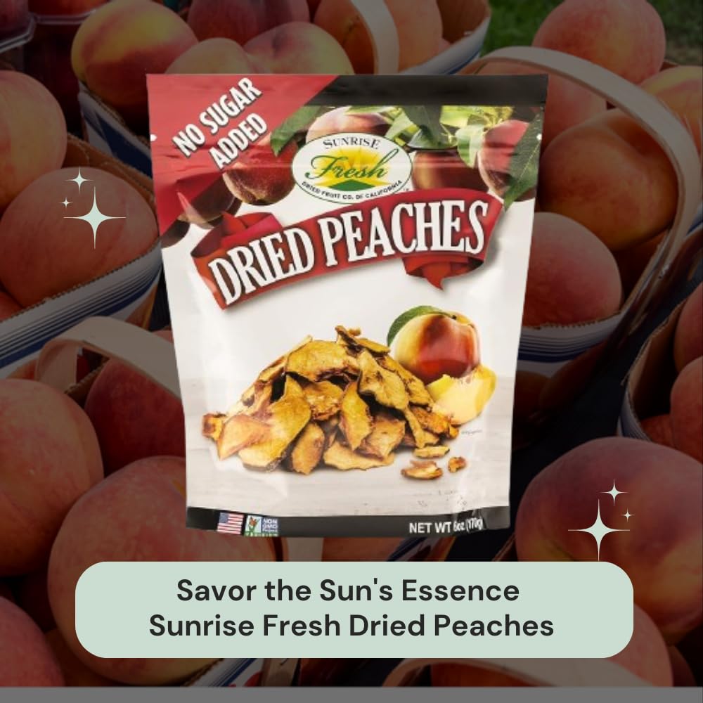 Sunrise Fresh Dried Fruit  Dried California Peaches  AllNatural Dehydrated Unsweetened No Added Sugar Resealable Snack 6oz Bag