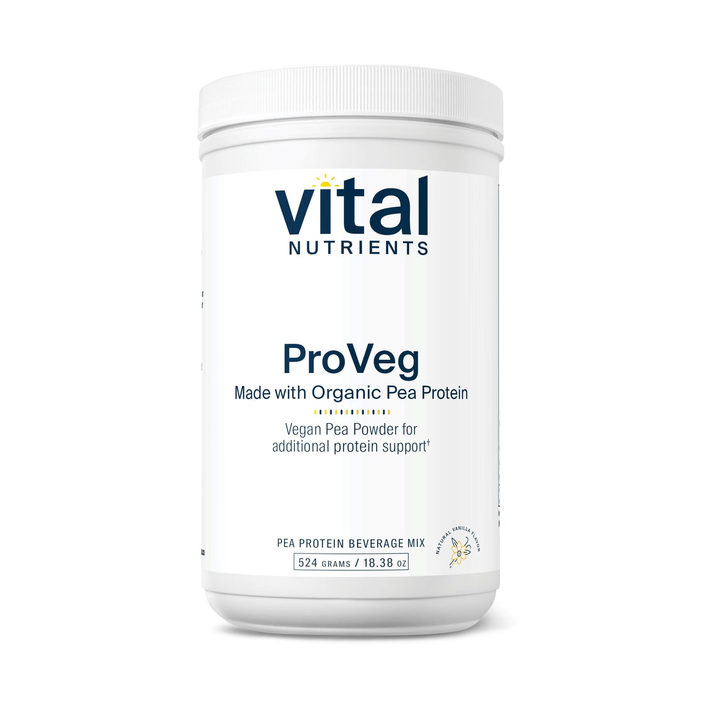 Vital Nutrients ProVeg Organic Pea Protein 524g | Vegan Pea Protein Powder | 23g Protein per Serving | Natural Vanilla Flavor | Gluten, Dairy, Soy Free | Non-GMO | 16 Servings