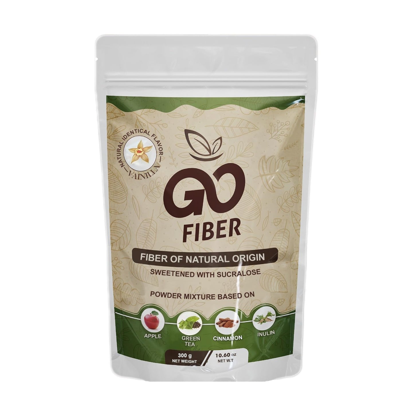 Go Fiber 100% Organic Fiber, Natural Fiber Supplement, Vanilla, 10.6 oz