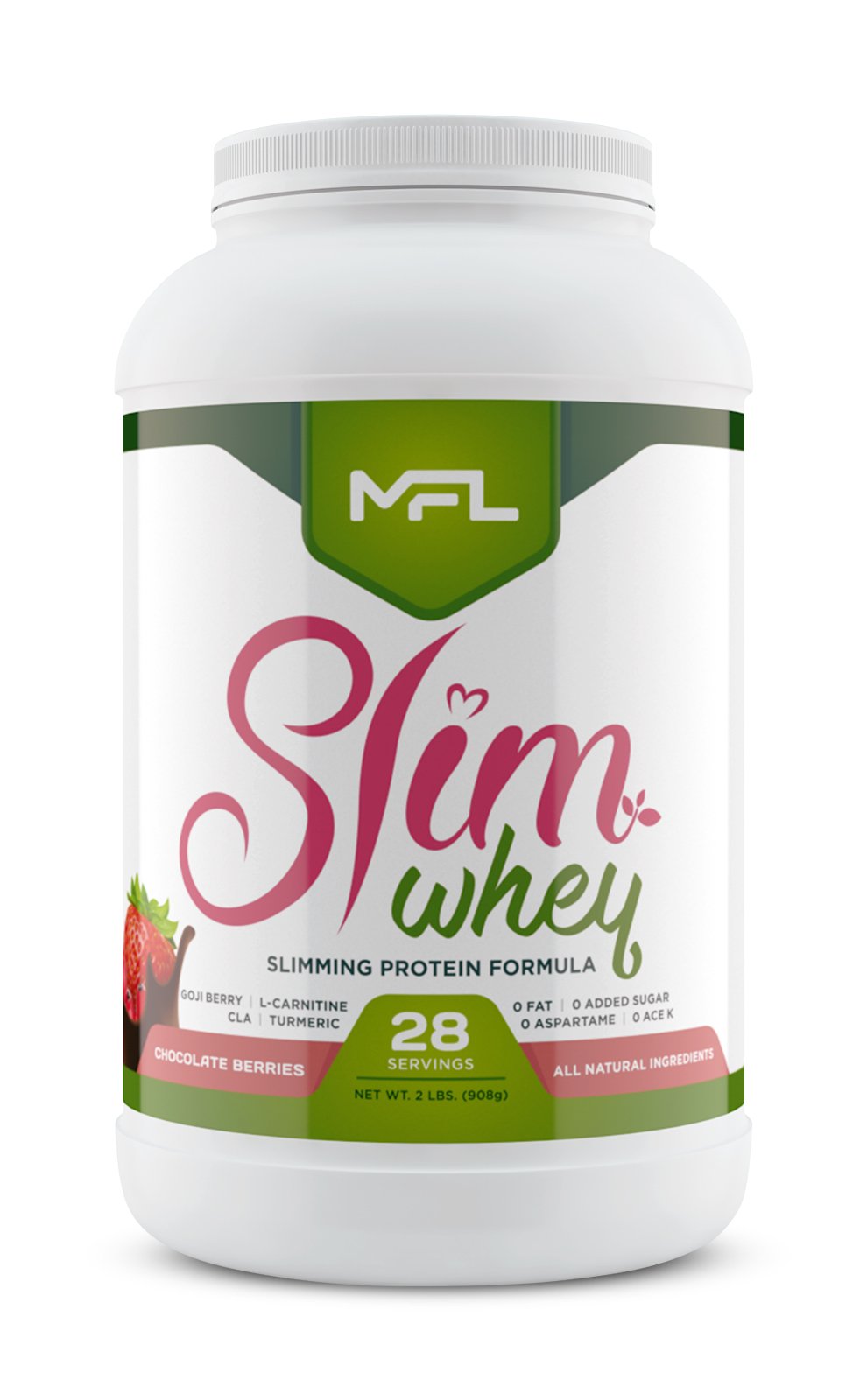 MFL Slim WHEY Protein Powder | 28g Protein | Low Carbs | Slimming Nutritional Shake | Sweetened with Stevia | 2 lbs. (Chocolate Berries)