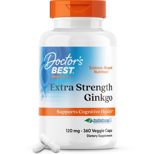 Doctor's Best Extra Strength Ginkgo, Non-GMO, Vegan, Gluten Free, Soy Free, Promotes Mental Function and Memory, 120 mg, 360 Count (Pack of 1)