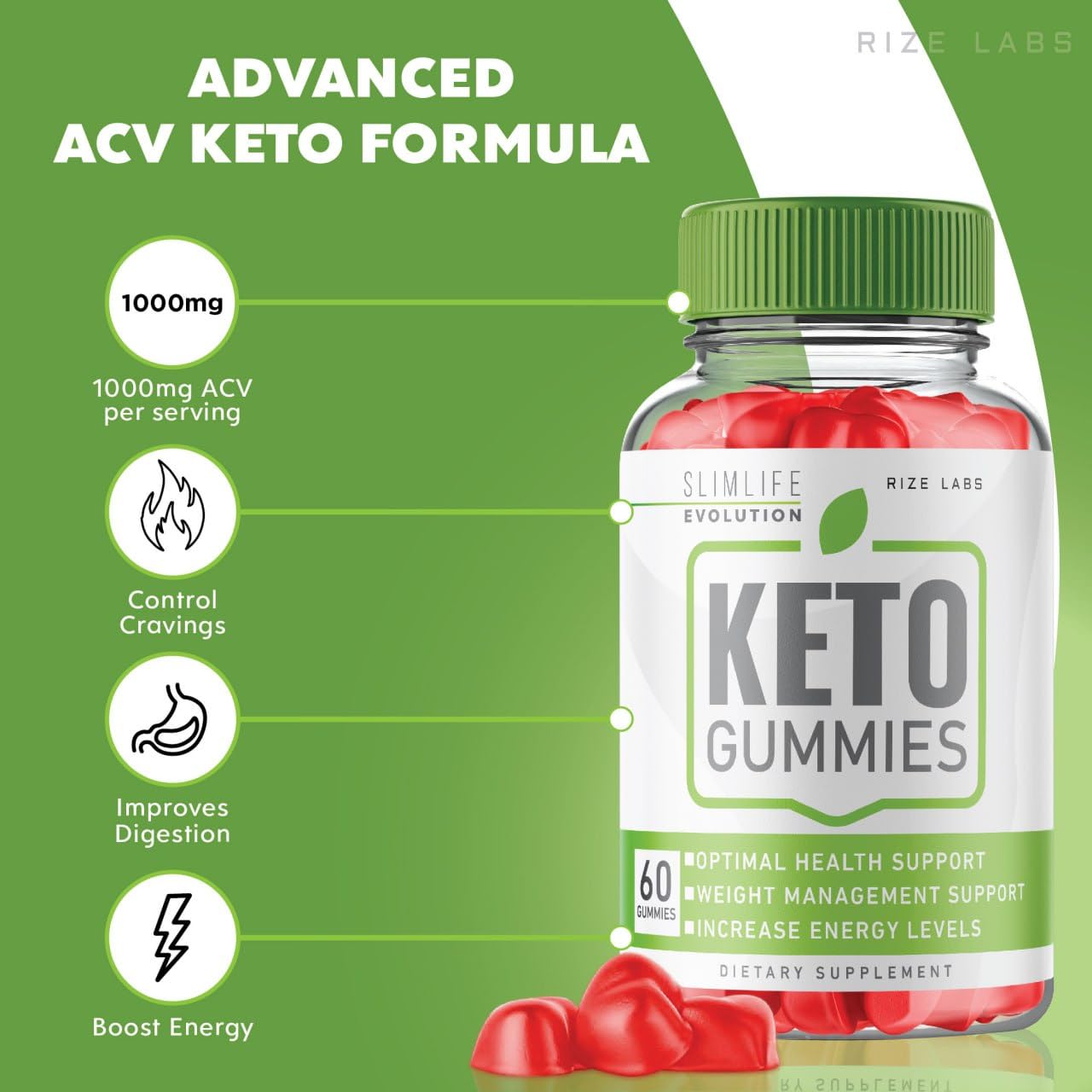 rize labs - SlimLife Evolution Keto Gummies for Advanced Weight Loss, Keto ACV Used to Improve Health and Increase Energy Levels (180 Gummies)