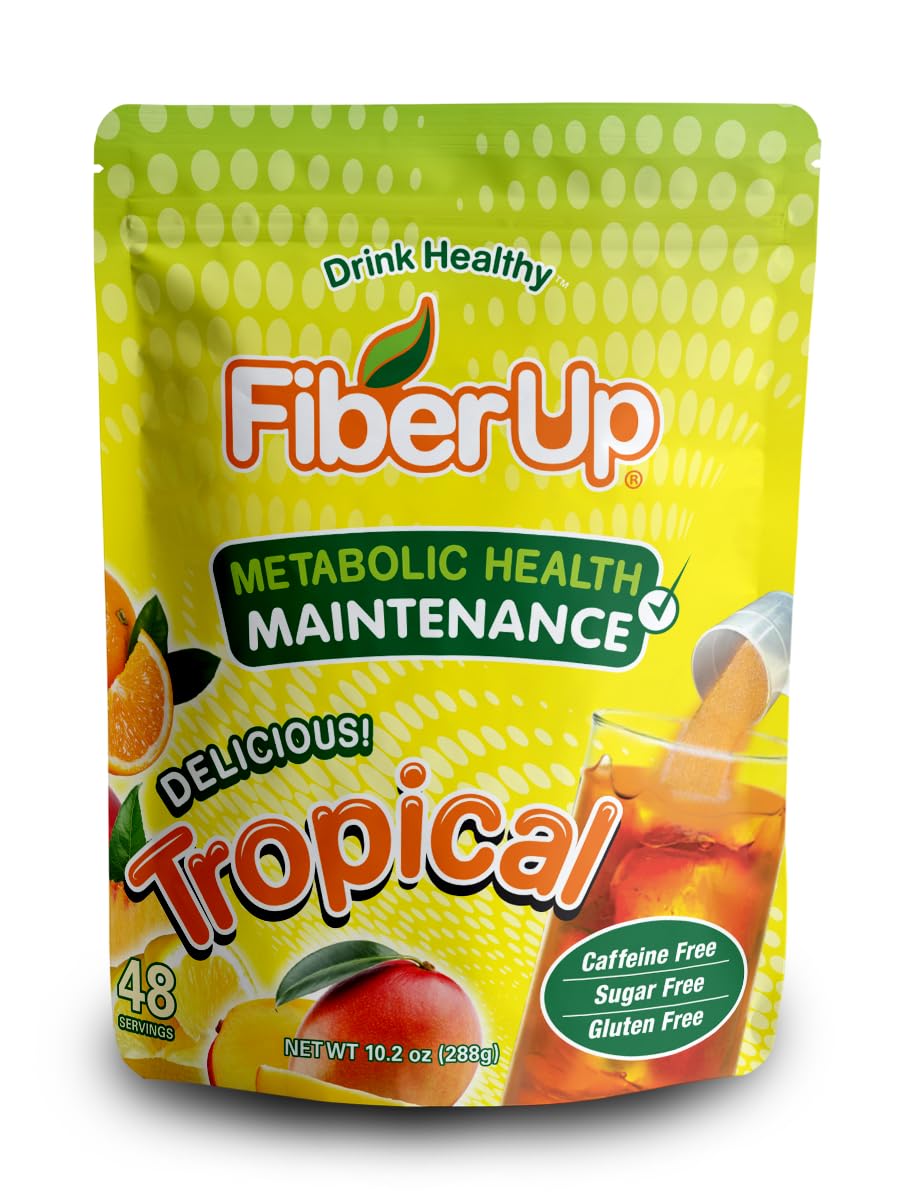 FIBER UP Delicious, Prebiotic Soluble Fiber Supplement, Tropical, 48 Servings.