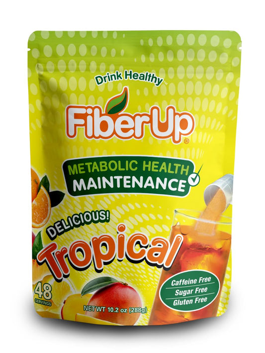 FIBER UP Delicious, Prebiotic Soluble Fiber Supplement, Tropical, 48 Servings.
