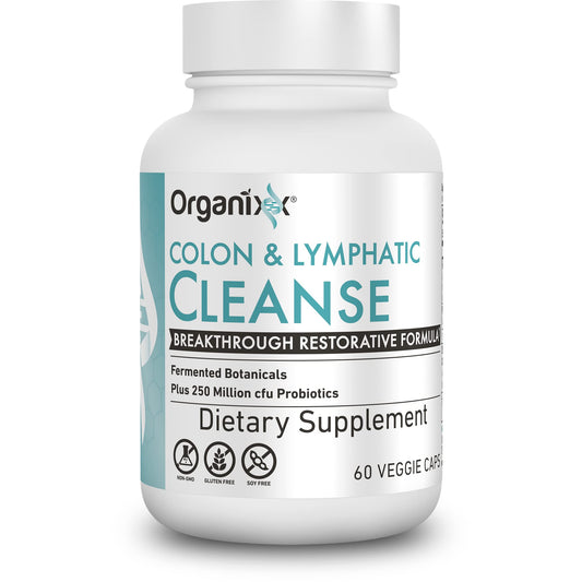 Organixx USDA Organic Lymphatic & Colon Cleanse Supplement, 250 Million CFU Probiotics for Gut Health, Digestive & Lymphatic Support, Gluten Free, Non GMO, 60 Vegetarian Capsules
