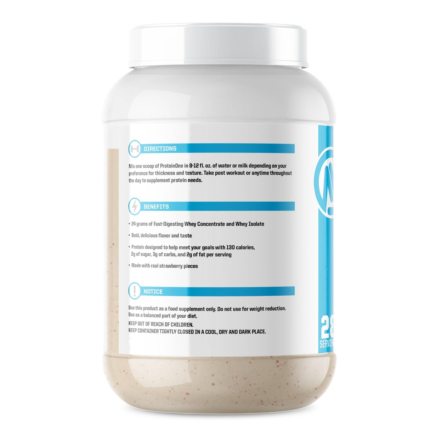 NutraOne ProteinOne Whey Protein Promote Recovery and Build Muscle with a Protein Shake Powder for Men & Women (Strawberry Milkshake, 2 LB)