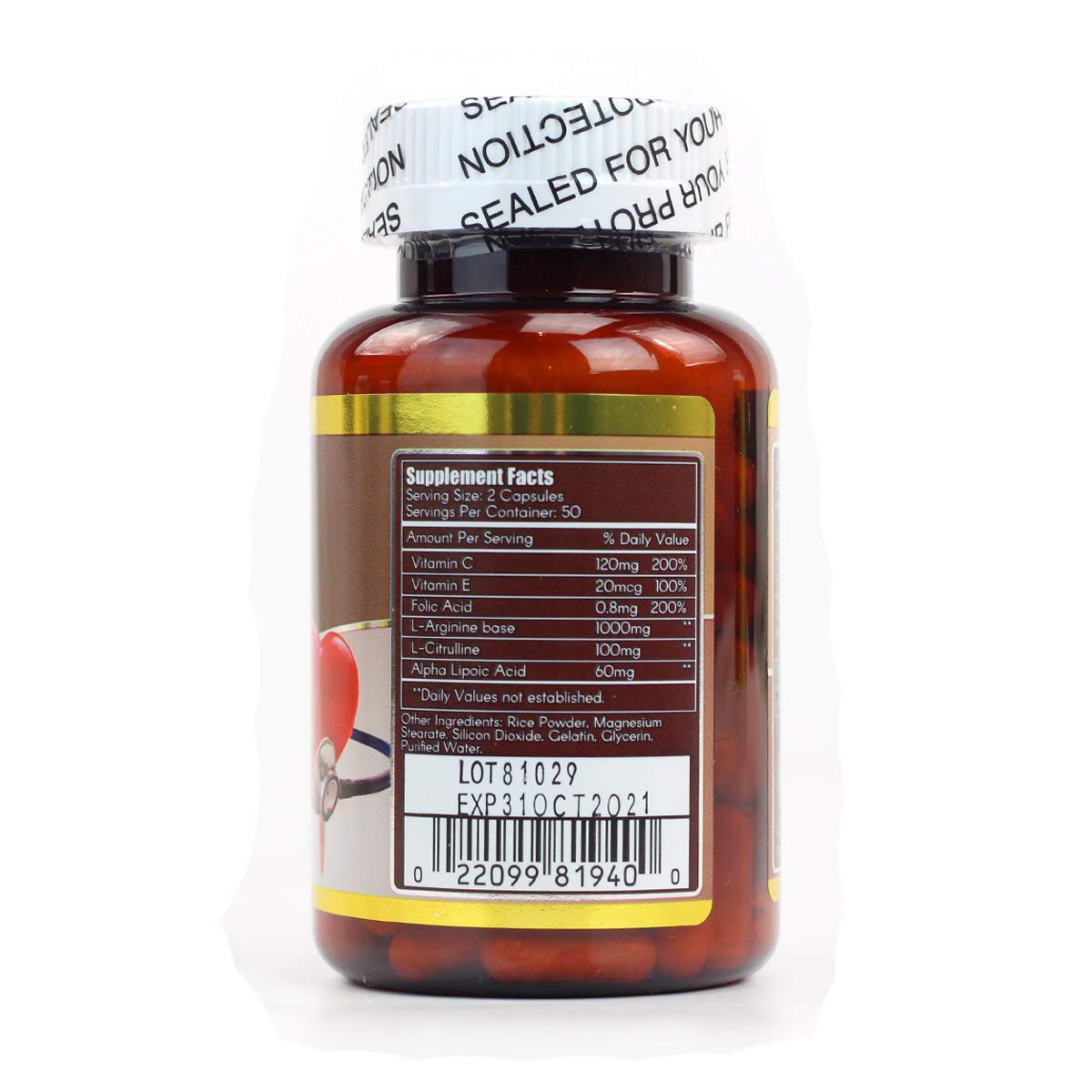 WOOHOO Natural Nitric Oxide Synthase NOS 100 Capsules