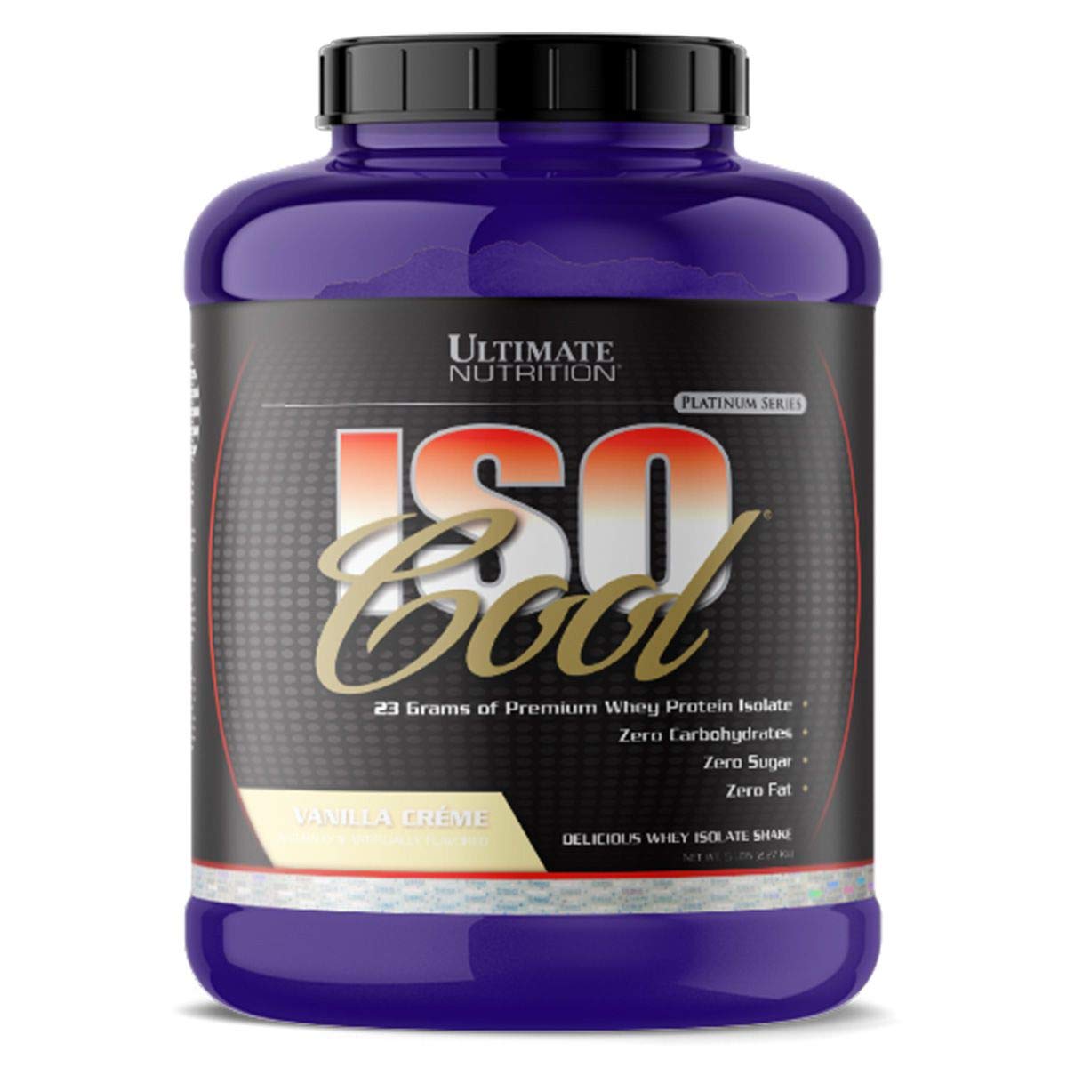 Ultimate Nutrition ISO Cool Pure Whey Protein Isolate Powder - Keto Friendly - 0 Carb 0 Fat 0 Sugar - 23 Grams of Protein Per Serving, 5 Pounds, Peach Parfait