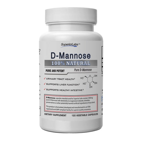 Superior Labs - Best D-Mannose NonGMO Dietary Supplement - 500mg, 120 Vegetable Capsules - Powerful Prebiotic - Boosts Urinary Tract Health - Supports Digestive Health & Liver Function