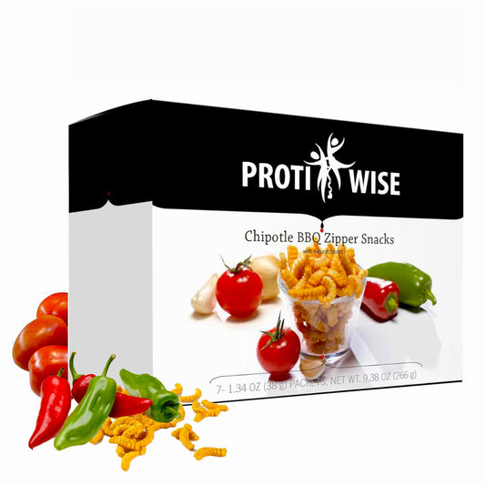 ProtiWise High Protein Zipper Snacks | Chipotle BBQ | 15 g Protein for Weight Loss Support | Gluten-Free, Low Calorie, Low Carb, Low Sugar, High Fiber | Healthy Snack for Hunger Control | (5/Box)