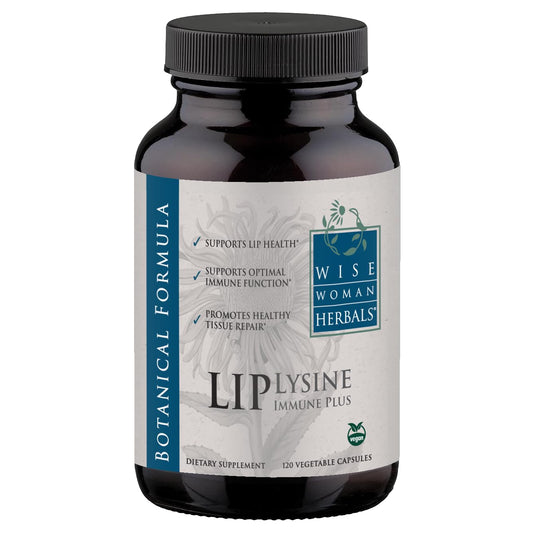 Wise Woman Herbals Lysine Immune Plus Lip - 120 Count Vegetable Capsules - Clinically Proven Lip Health & Support L-Lysine - Bioactive with Zero Harmful Additives