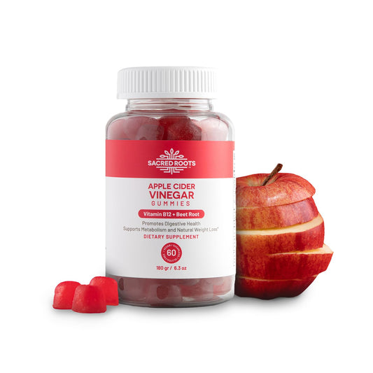 Sacred Roots Apple Cider Vinegar Gummies - Sugar Free Apple Cider Gummies with Vitamin B12 and Beetroot Powder - Vegan, Non-GMO & Gluten-Free, Made in USA (30 Servings)