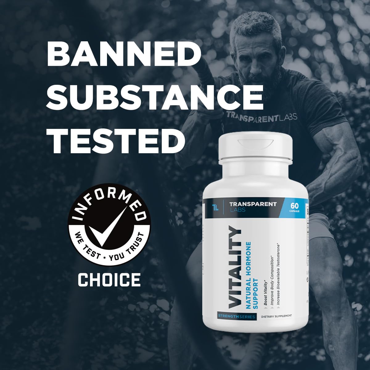 Transparent Labs Vitality Testosterone Booster - Testosterone Supplement for Men with Ashwagandha KSM-66, PrimaVie Shilajit Extract, & DIM to Support Vitality, & Bioavailable Testosterone - 60 Count