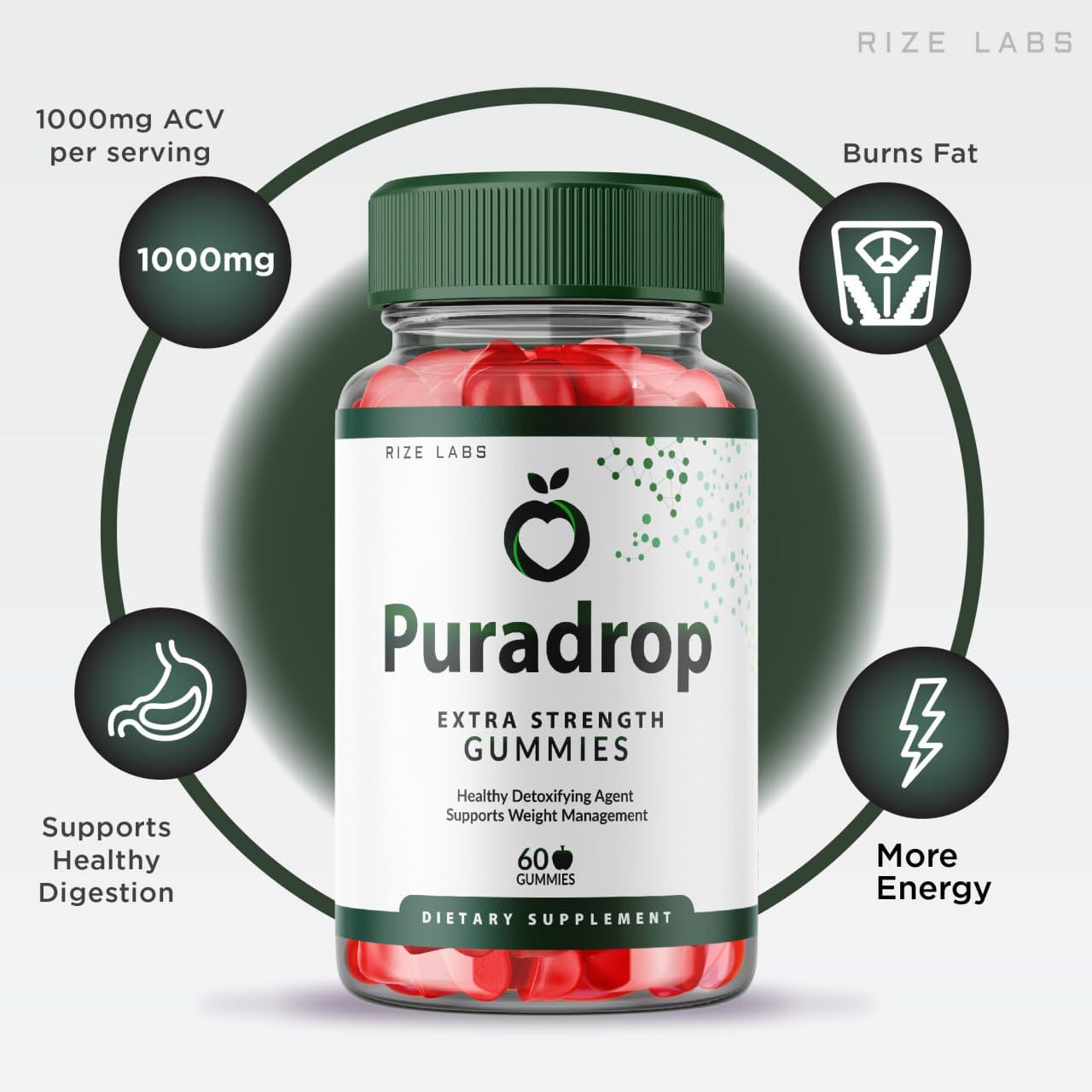 rize labs - Puradrop Keto ACV Gummies for Advanced Weight Loss with Apple Cider Vinegar, Supplement Helps in Reducing Belly Fat, for Extra Strength (300 Gummies)