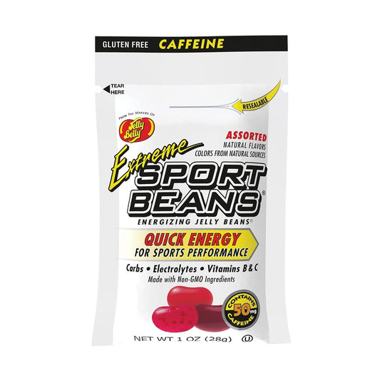 SPORT BEANS Extreme Energizing Jelly Beans for Exercise with Caffeine Electrolytes and Vitamins by Jelly Belly  Assorted Flavors Pack of 6 x 1 Ounce Resealable Bags