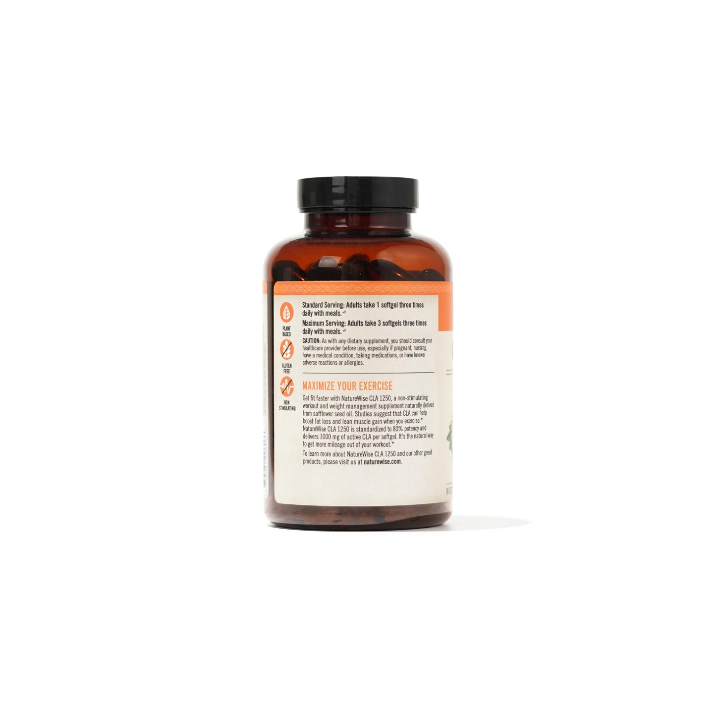 NatureWise CLA 1250 - Conjugated Linoleic Acid Supplement for Women and Men, Not Stimulating, Supports Healthy Weight, Fitness Goals - Non-GMO, Gluten Free - 90 Softgels[1-Month Supply]