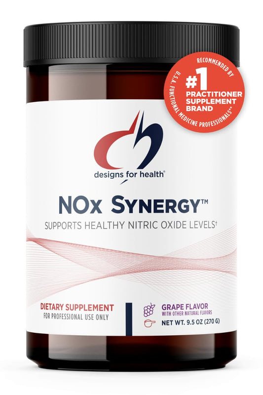 Designs for Health NOx Synergy - Drink Mix Powder to Support Healthy Nitric Oxide Levels - L-Arginine, Creatine, L-Citrulline + More - Pre Workout - Grape Flavor (30 Servings / 270g)