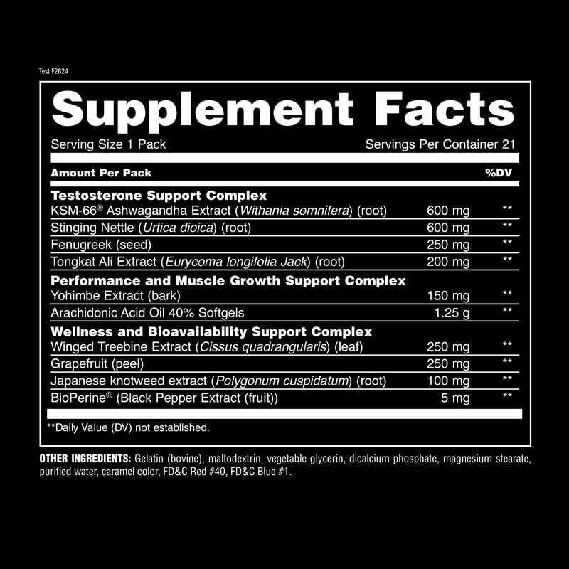 Animal Test Testosterone Booster for Men - Male Enhancing Supplement Libido Booster for Strength Athletes & Bodybuilders to Increase Stamina, Endurance, Muscle Growth, All-in-One Packs - 21 Day Cycle