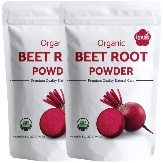 Iyasa Organic Beet Root Powder, Plant Based, Vegan, Gluten-Free, Beetroot Superfood, Nitric Oxide Boost, Pre Post Workout Supplement, Baking and Cooking 1 lb 16 oz 453 gm