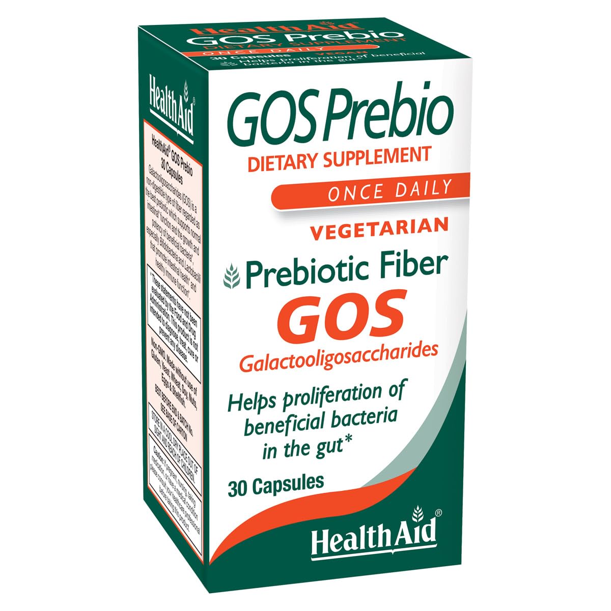 HealthAid GOSPrebio, Prebiotic Fiber, Once Daily, 30ct, Helps Proliferation of Beneficial Bacteria in The Gut, Galactooligosaccharides