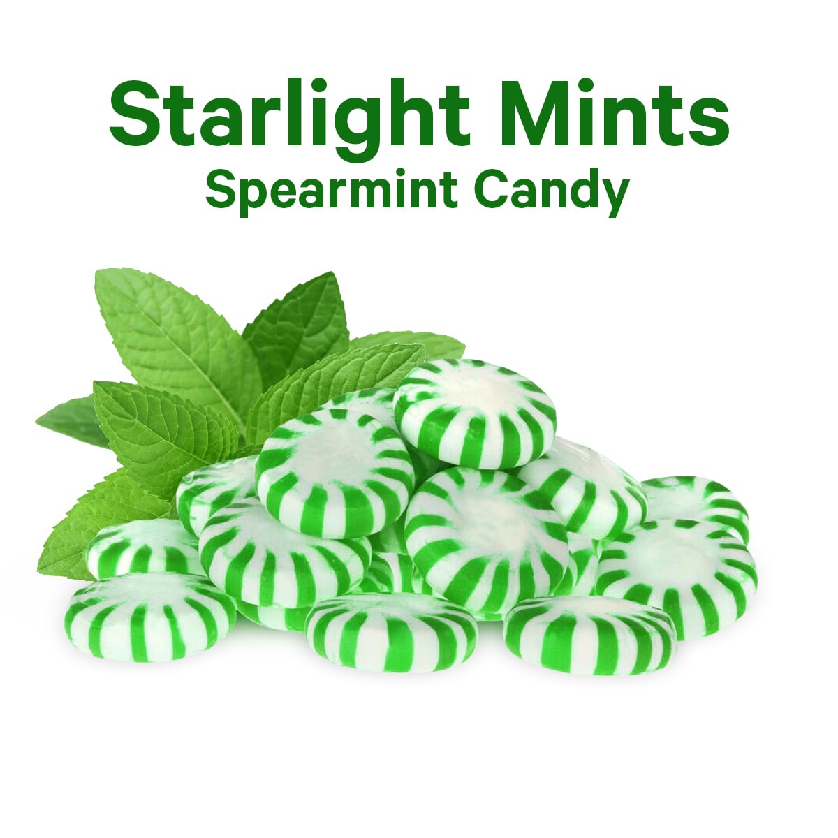 Starlight Spearmint Individually Wrapped Candy  Sweets for On the Go Refreshment Starlight Mints Bulk Individually Wrapped Spearmint Candy for Office Hard Candy Starlight Mints for Cool Breath 1lb