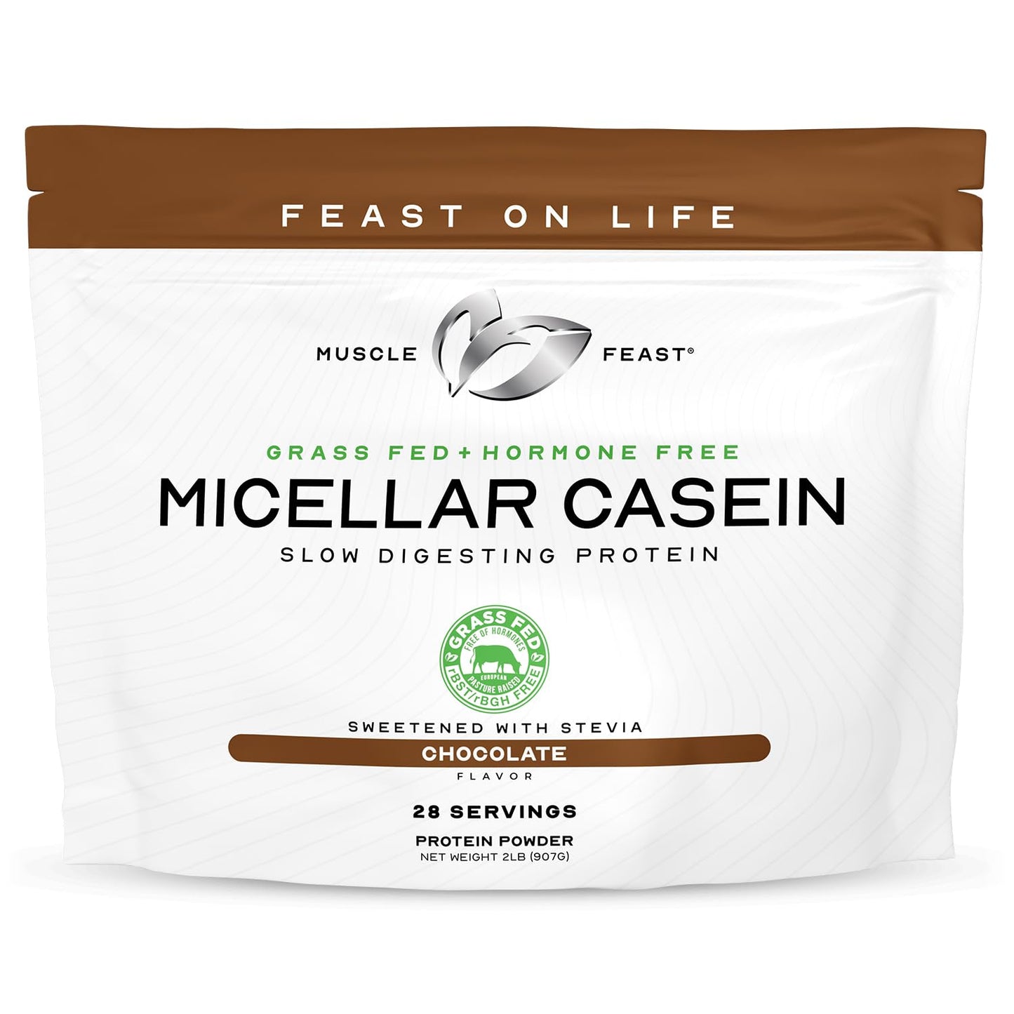 Muscle Feast Micellar Casein Protein, All Natural Pasture Raised Hormone Free Soy Free, Chocolate, 2lb