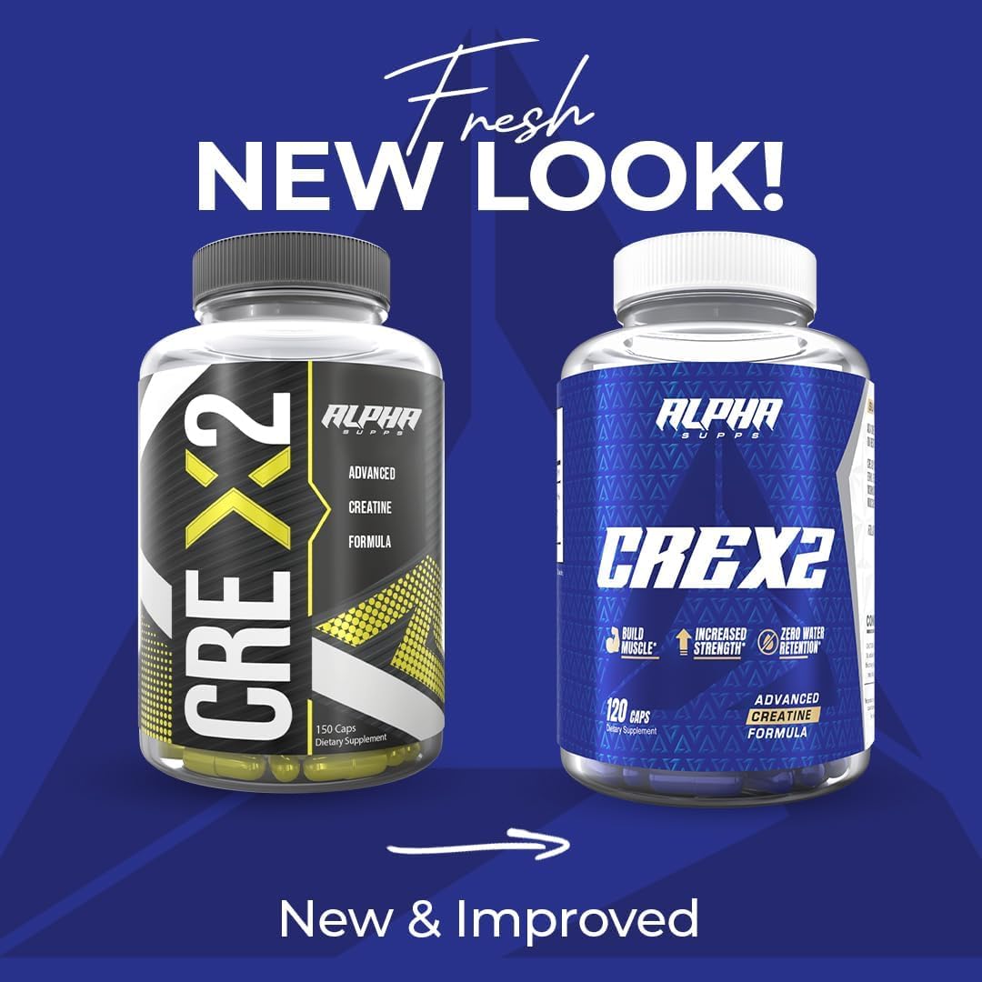 Alpha Supps Cre X2 Creatine Formula - CON-CRĒT® Creatine Hcl & CEE Ethyl Ester Blend - High-Potency for Enhanced Performance & Muscle Building Support - 120 Capsules