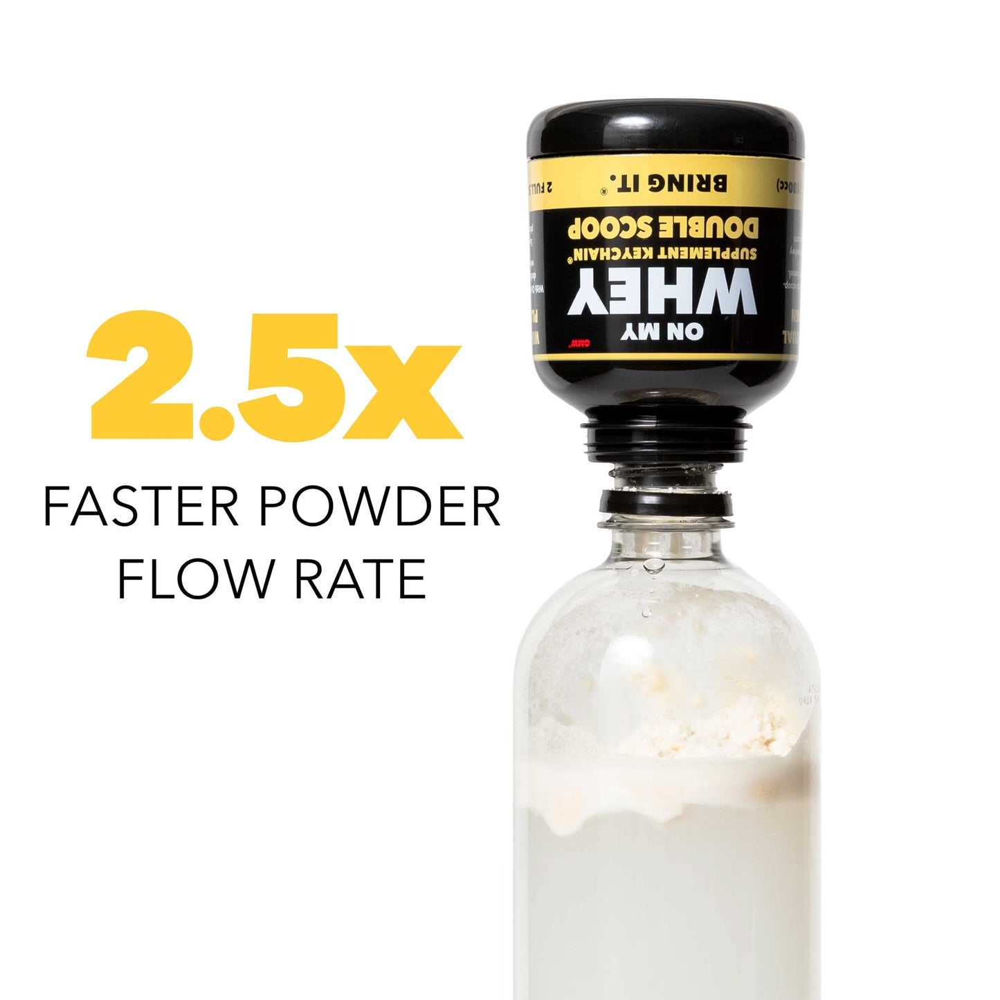 ONMYWHEY Protein Powder Container To Go - Travel Water Bottle Funnel For Mixes, Portable Pre Workout Supplement Containers & Dispenser Funnels, Mini Preworkout Supplements Holder Keychain Bottles