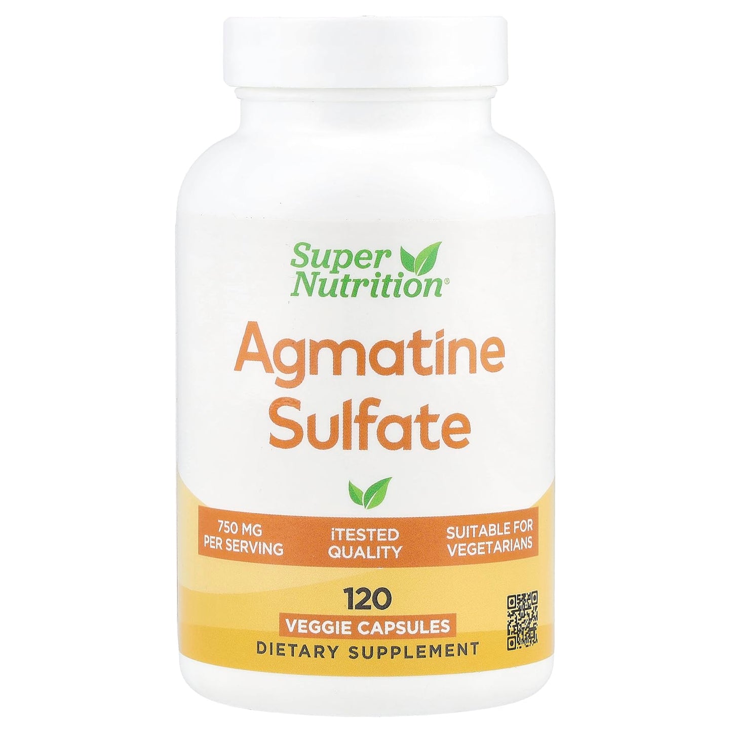 Super Nutrition Agmatine Sulfate, 750 mg, 120 Veggie Capsules