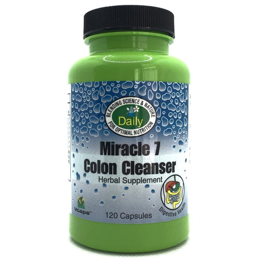 Daily Manufacturing Miracle 7 Colon Cleanser™ (Wheat Grass, Acidophilus, Apple Fiber, Gentian, Goldenseal Root, Buckthorn, Rhubarb, Cascara Sagrada, Whole Leaf Aloe Vera & Cinnamon) 120 Capsules