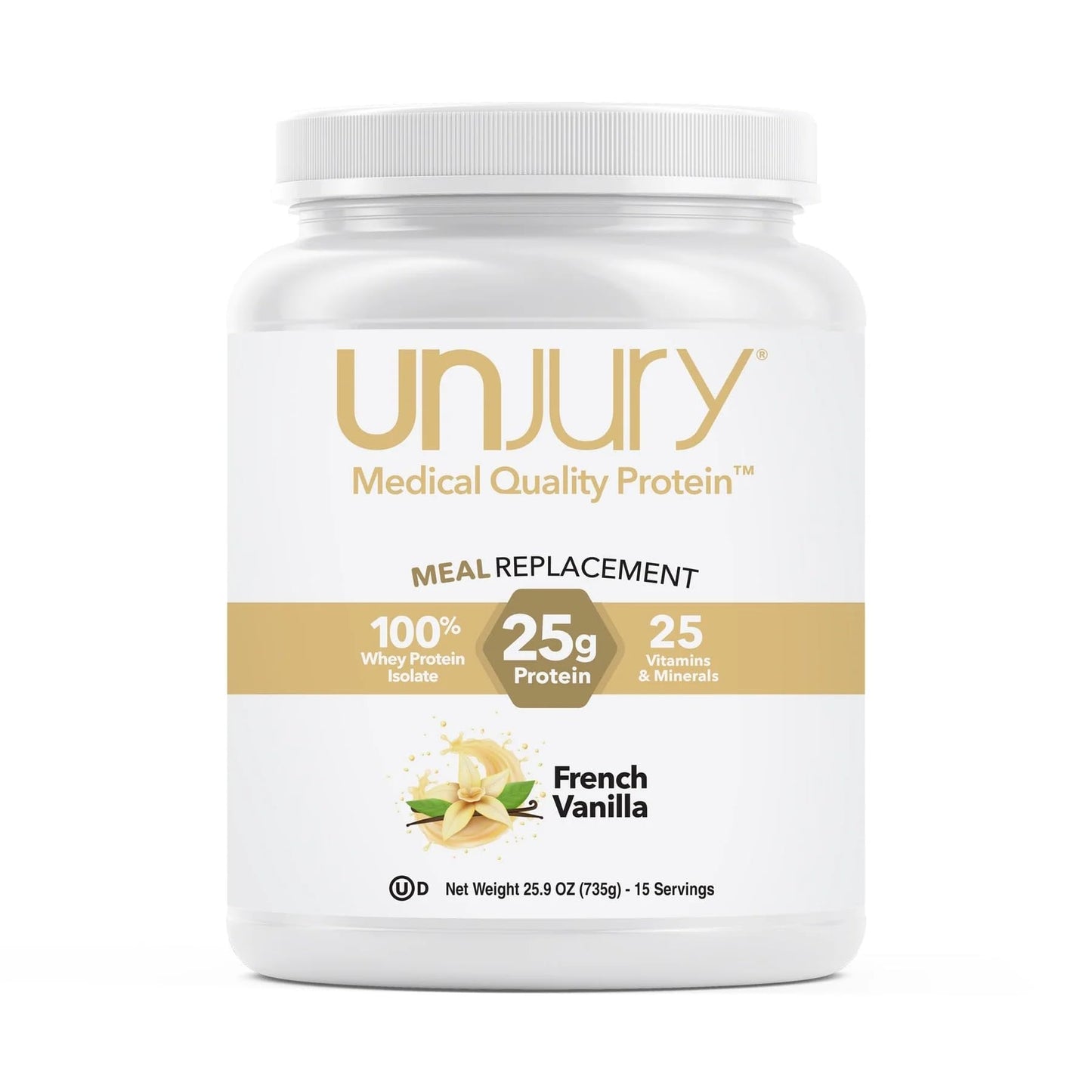 Unjury Meal Replacement Powder | Vanilla | 26g Protein | 25 Vitamins and Minerals | 100% Whey Isolate Protein Powder | Low Carb and Sugar | 15 Servings
