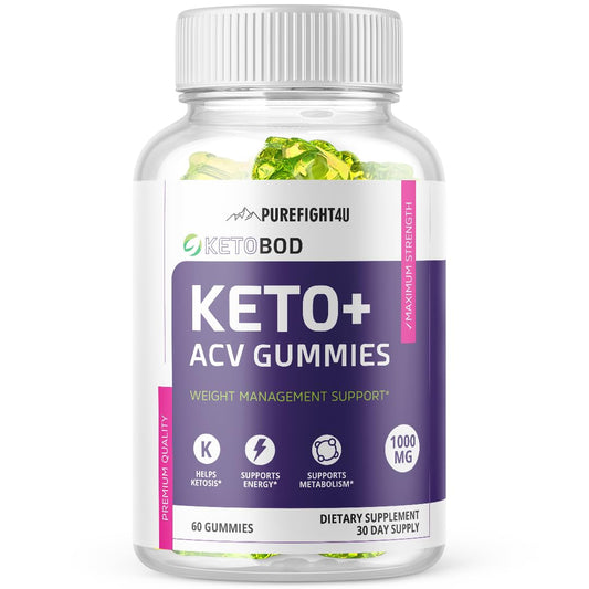 PureFight4U KetoBod Keto +ACV Gummies | Weight Loss Management, ACV Support, Maximum Strength Formula | Dietary Supplement 1000mg | 60 Gummies