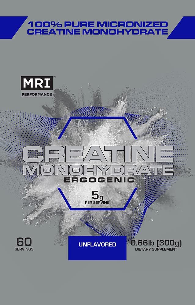 MRI Performance Creatine Monohydrate Powder 5g,100% Pure Micronized Creatine Supplement, Muscle Growth & Recovery, Build Muscle, Increase Strength, Performance, Endurance, 300g, 60 Serv, Unflavored