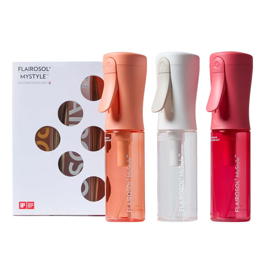 FLAIROSOL MyStyle, Spray Bottle for Hair- Ultra Fine Continuous Face Mist, 3 Pack Small Travel Spray Bottle for Hairstyling, Barbers, Cleaning, Beauty, Toners, Hydration & Makeup, 3.04oz / 90ml