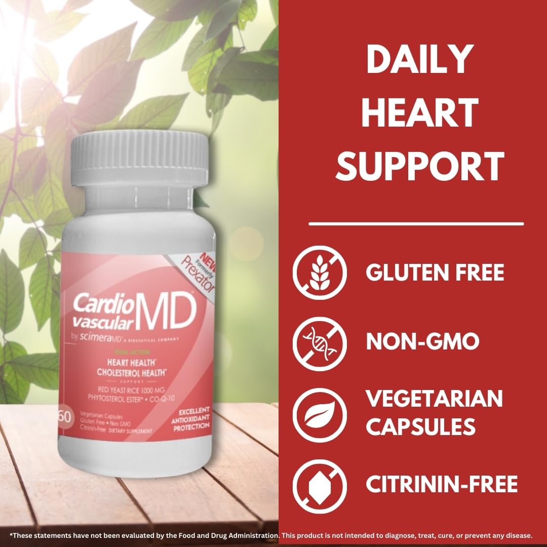 ScimeraMD® CardiovascularMD Red Yeast Rice Supplement with Phytosterol Ester and CoQ10 for Heart Health and Cholesterol Support, 60 CT