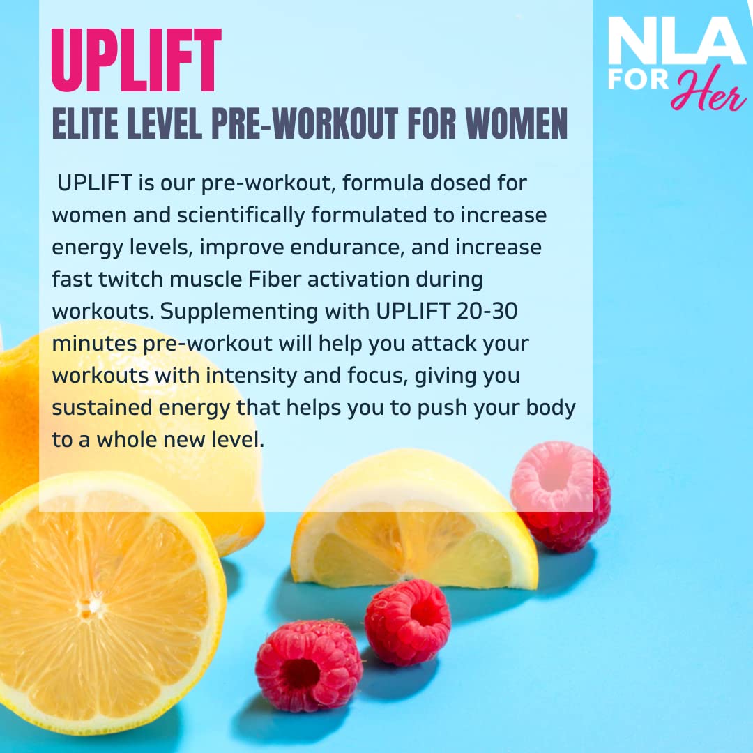 Uplift Pre-Workout for Women (30 Servings) -Raspberry Lemonade-Provides Clean/Sustained Energy, Support Athletic Performance, Fast Twitch Muscle Fiber Activation Endurance(Caffeine, Vegan, GF, 15 Cal)